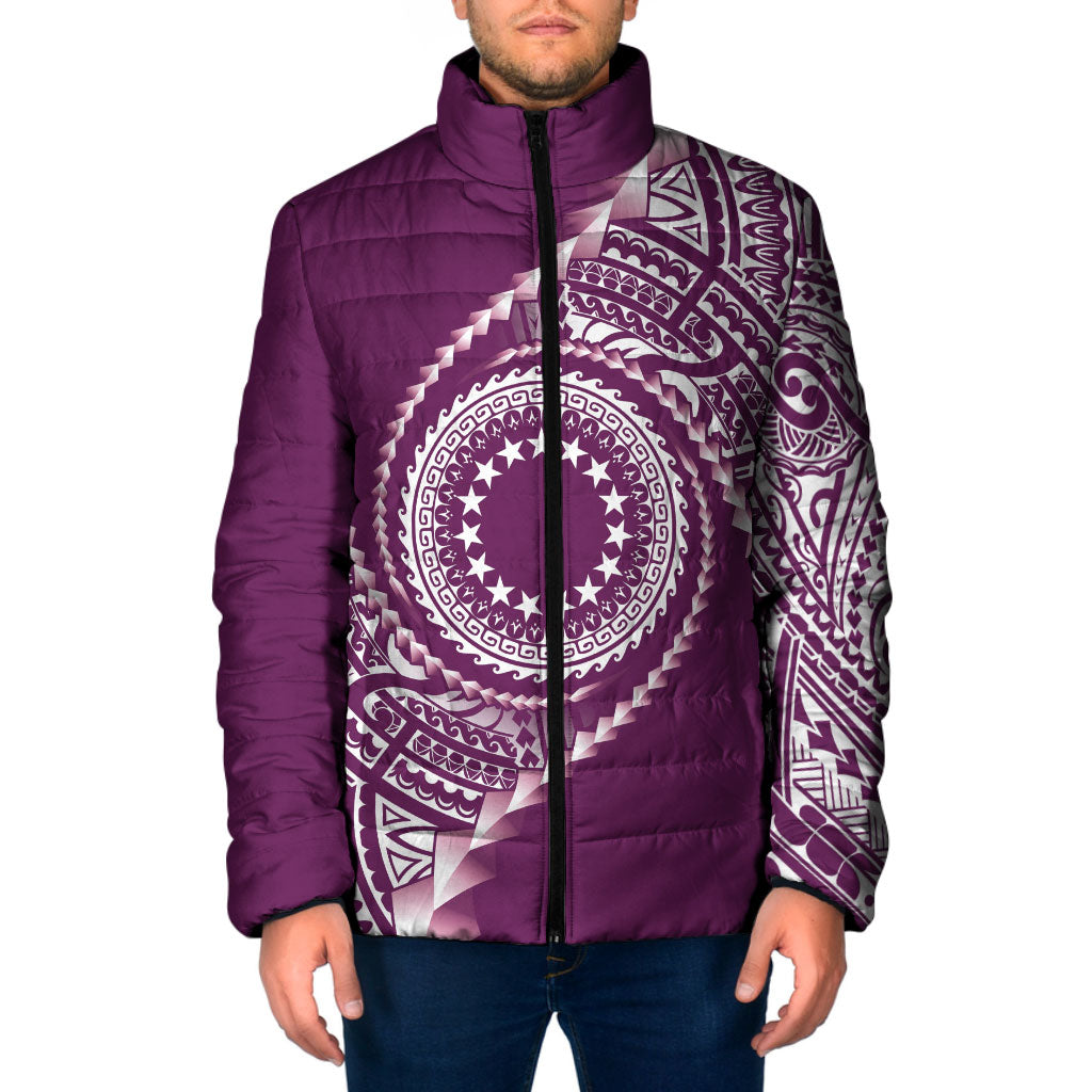 Cook Islands Gospel Day Padded Jacket Maroon Tribal Curves LT05 Men Maroon - Polynesian Pride