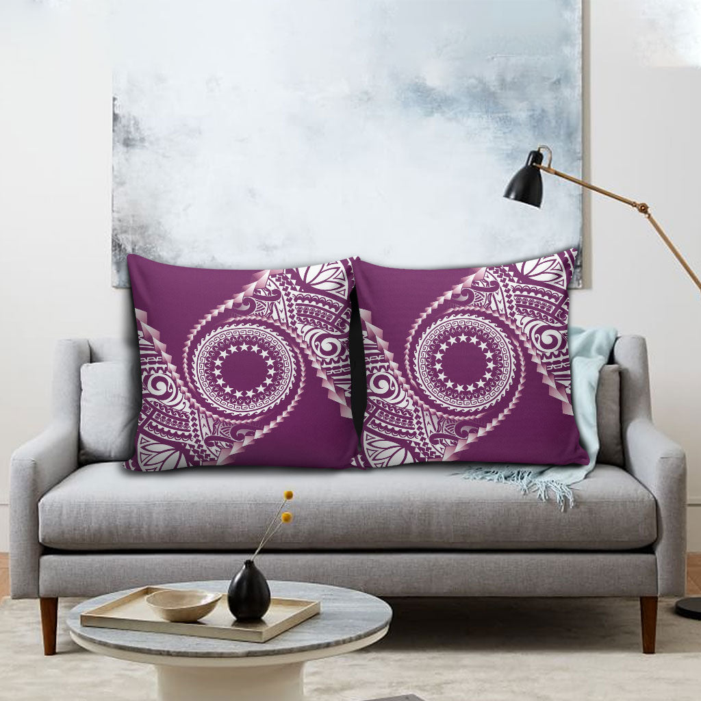 Cook Islands Gospel Day Pillow Cover Maroon Tribal Curves