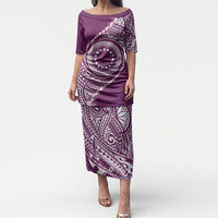 Cook Islands Gospel Day Puletasi Maroon Tribal Curves
