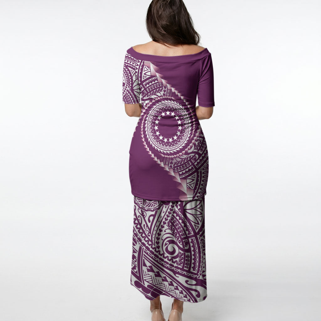 Cook Islands Gospel Day Puletasi Maroon Tribal Curves
