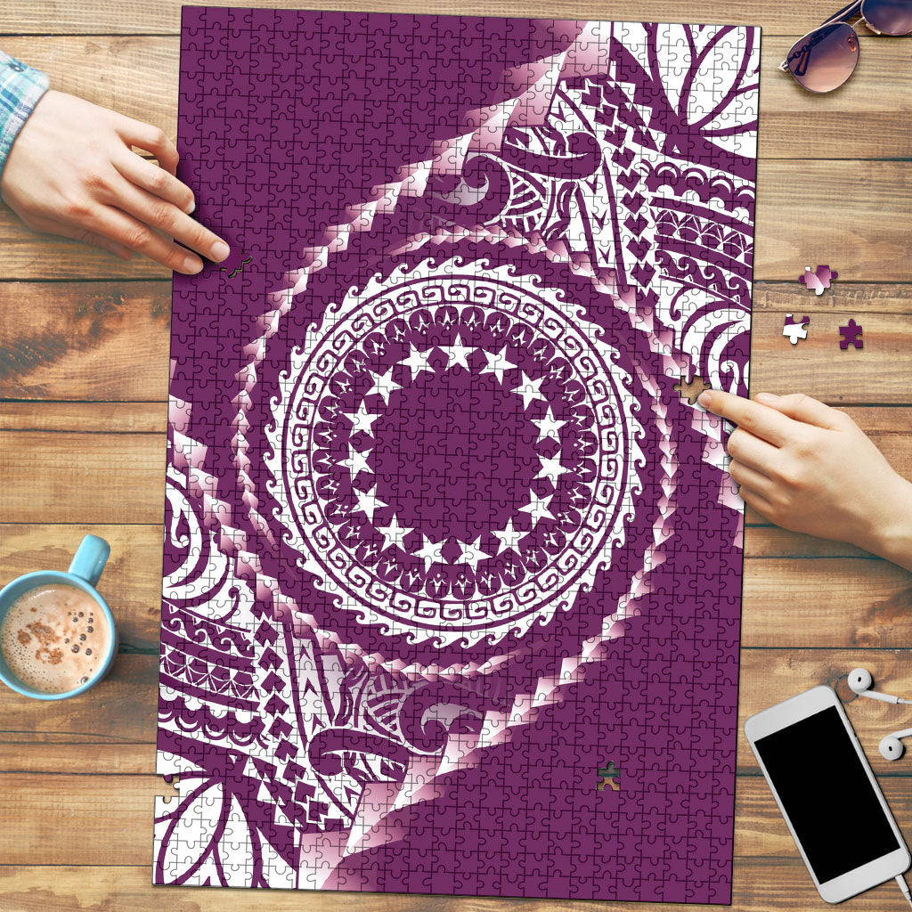 Cook Islands Gospel Day Puzzle Maroon Tribal Curves LT05 Maroon - Polynesian Pride