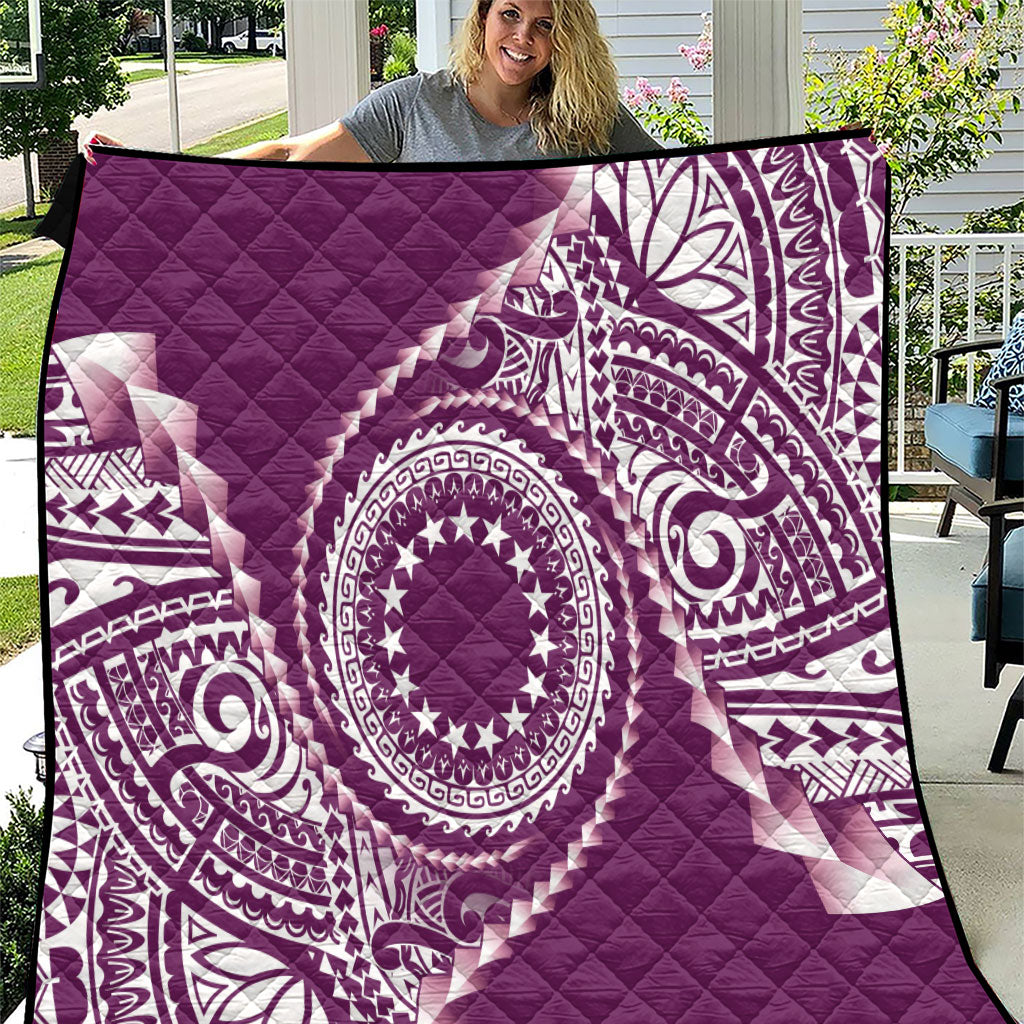 Cook Islands Gospel Day Quilt Maroon Tribal Curves LT05 Maroon - Polynesian Pride