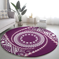 Cook Islands Gospel Day Round Carpet Maroon Tribal Curves