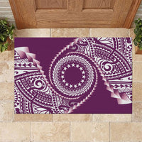 Cook Islands Gospel Day Rubber Doormat Maroon Tribal Curves