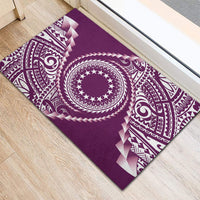 Cook Islands Gospel Day Rubber Doormat Maroon Tribal Curves