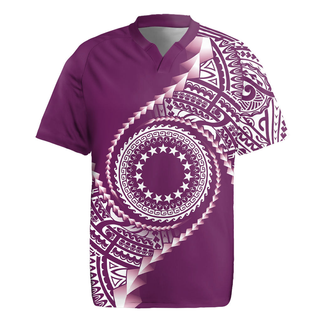 Cook Islands Gospel Day Rugby Jersey Maroon Tribal Curves LT05 Maroon - Polynesian Pride