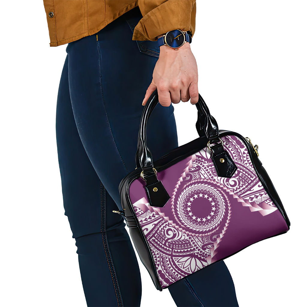 Cook Islands Gospel Day Shoulder Handbag Maroon Tribal Curves