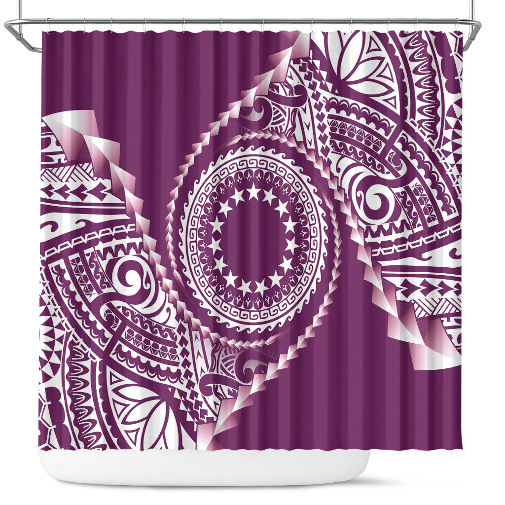 Cook Islands Gospel Day Shower Curtain Maroon Tribal Curves LT05 Maroon - Polynesian Pride
