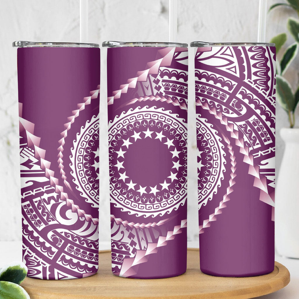 Cook Islands Gospel Day Skinny Tumbler Maroon Tribal Curves
