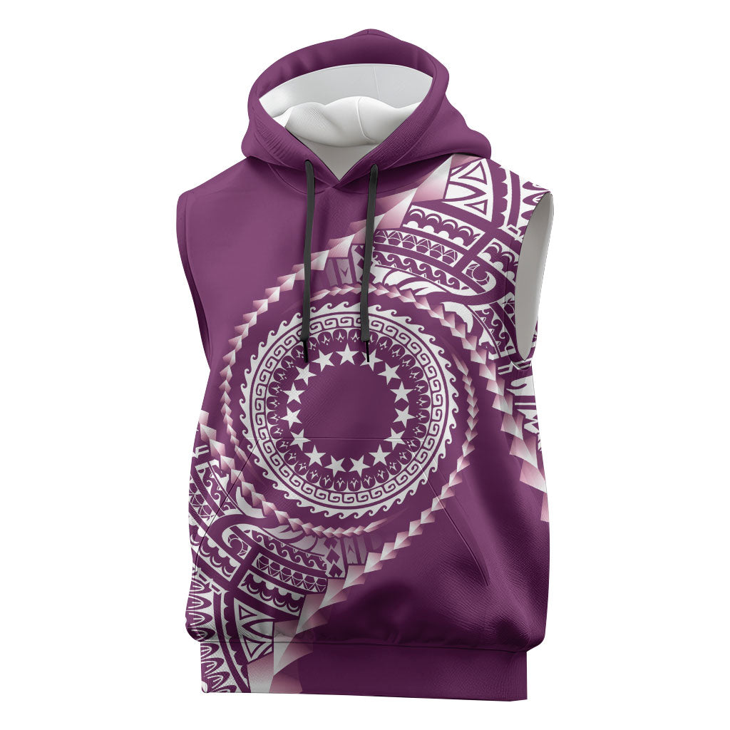 Cook Islands Gospel Day Sleeveless Hoodie Maroon Tribal Curves LT05 Maroon - Polynesian Pride
