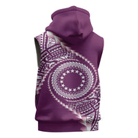 Cook Islands Gospel Day Sleeveless Hoodie Maroon Tribal Curves