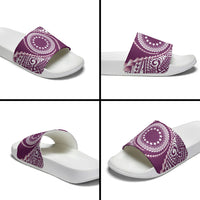 Cook Islands Gospel Day Slide Sandals Maroon Tribal Curves