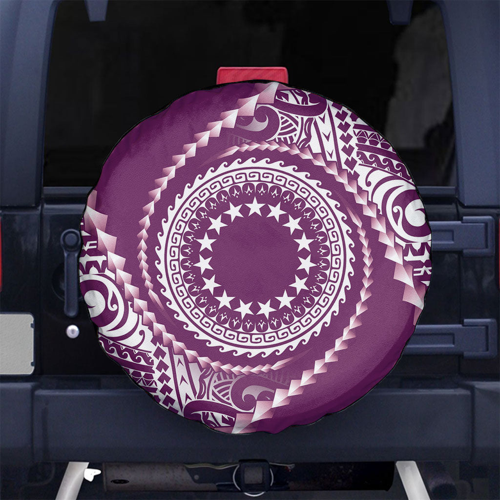 Cook Islands Gospel Day Spare Tire Cover Maroon Tribal Curves LT05 No hole Maroon - Polynesian Pride