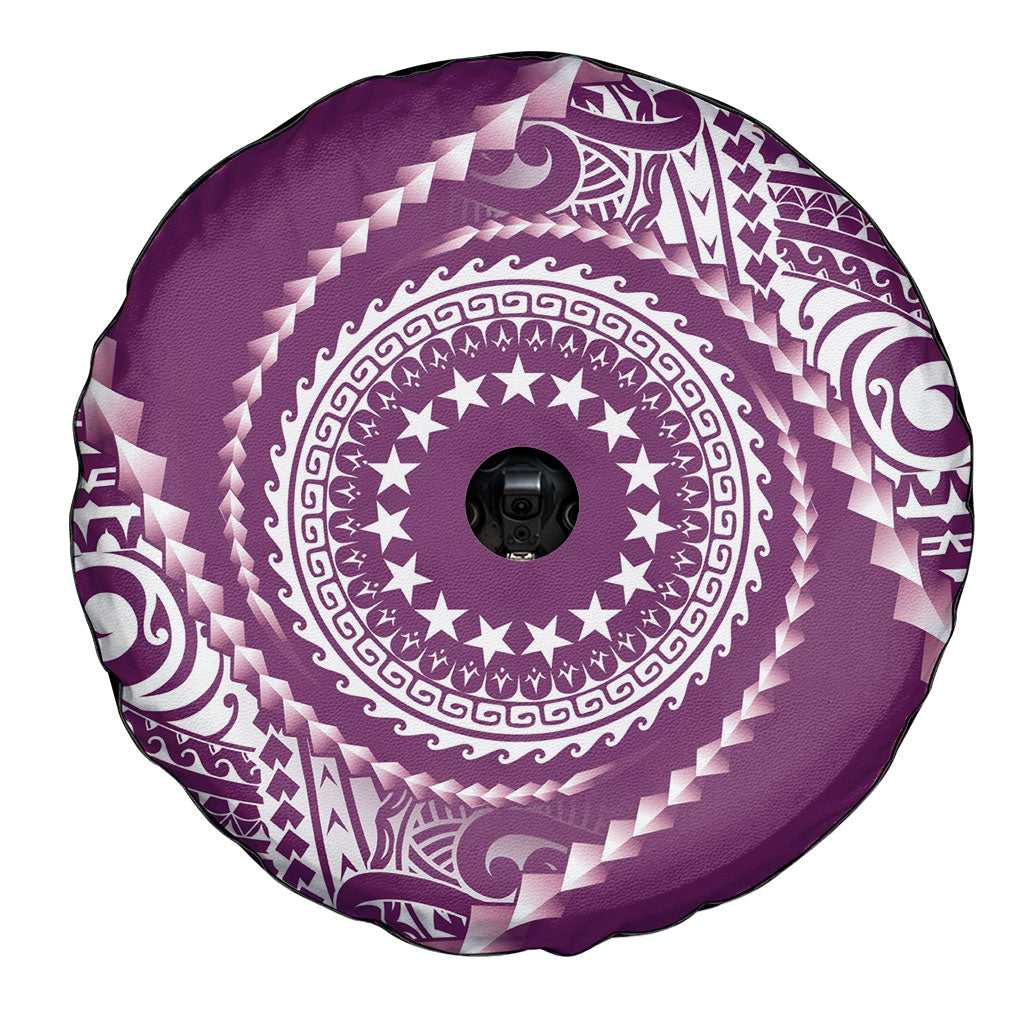 Cook Islands Gospel Day Spare Tire Cover Maroon Tribal Curves