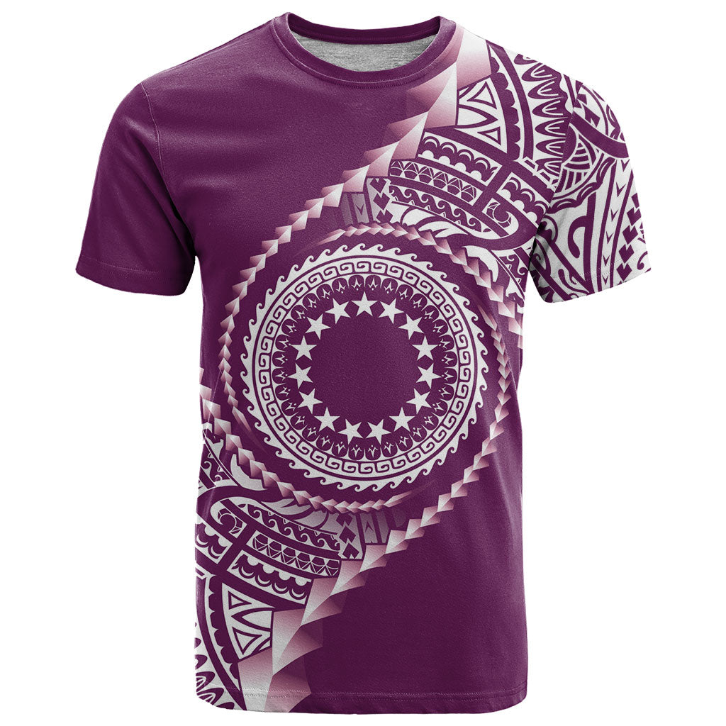 Cook Islands Gospel Day T Shirt Maroon Tribal Curves LT05 Maroon - Polynesian Pride