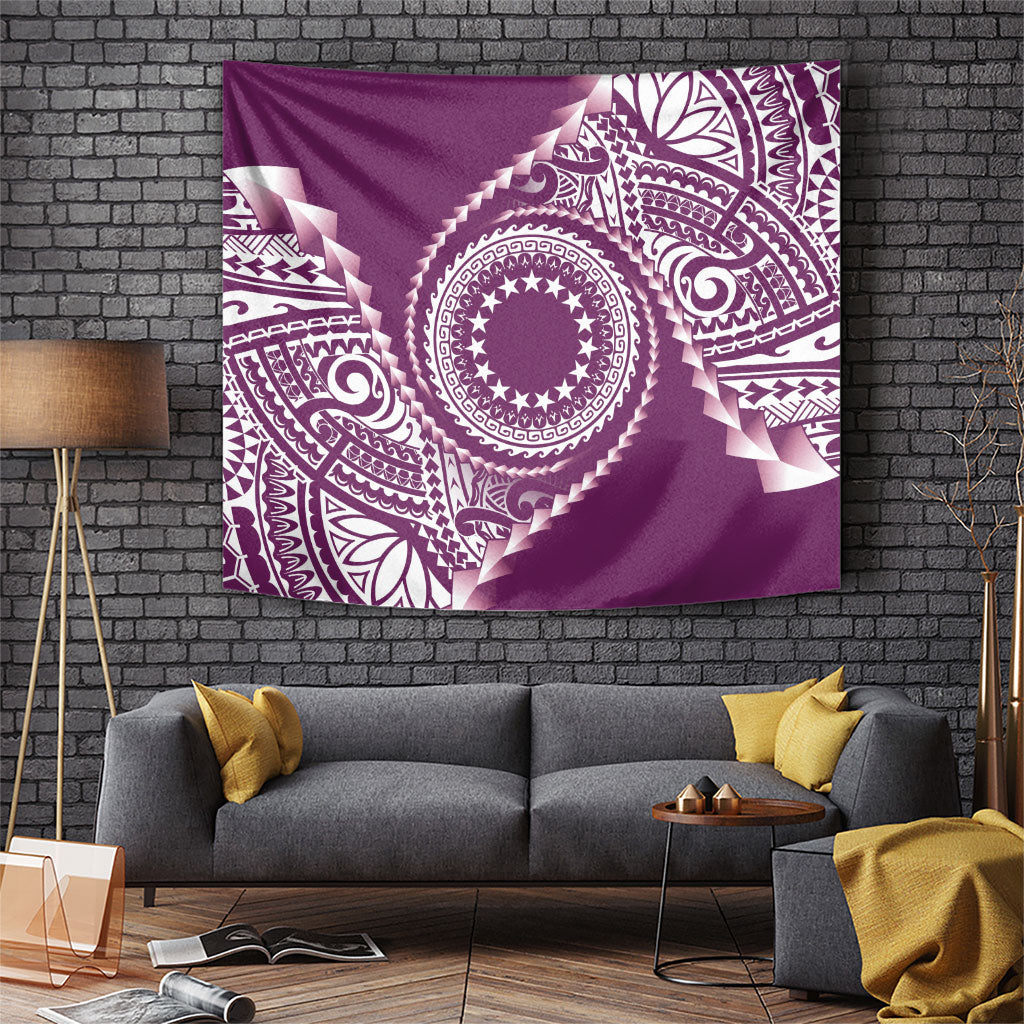 Cook Islands Gospel Day Tapestry Maroon Tribal Curves LT05 Maroon - Polynesian Pride