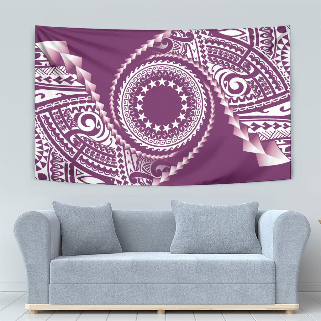 Cook Islands Gospel Day Tapestry Maroon Tribal Curves
