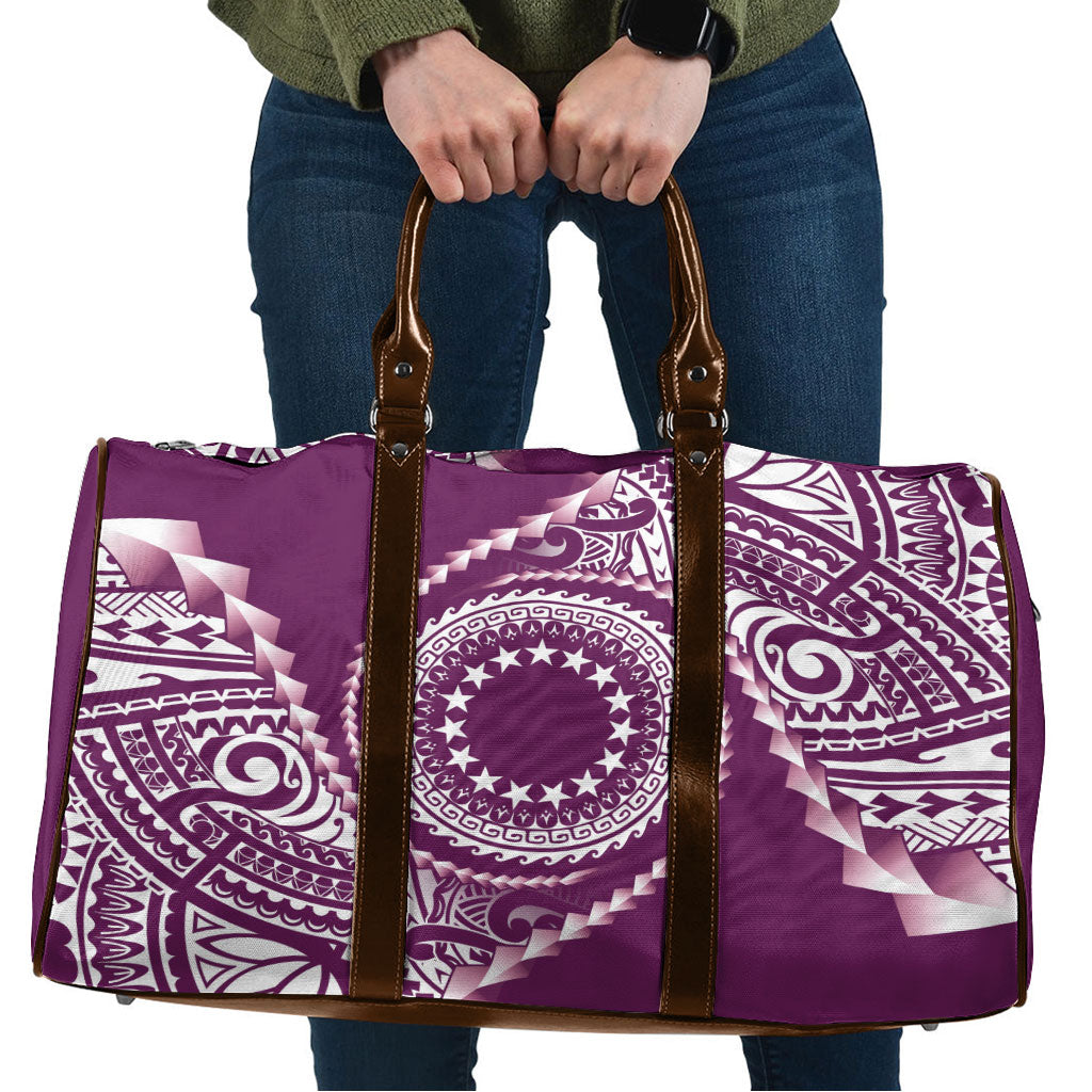 Cook Islands Gospel Day Travel Bag Maroon Tribal Curves