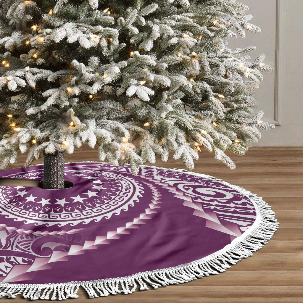 Cook Islands Gospel Day Tree Skirt Maroon Tribal Curves LT05 - Polynesian Pride