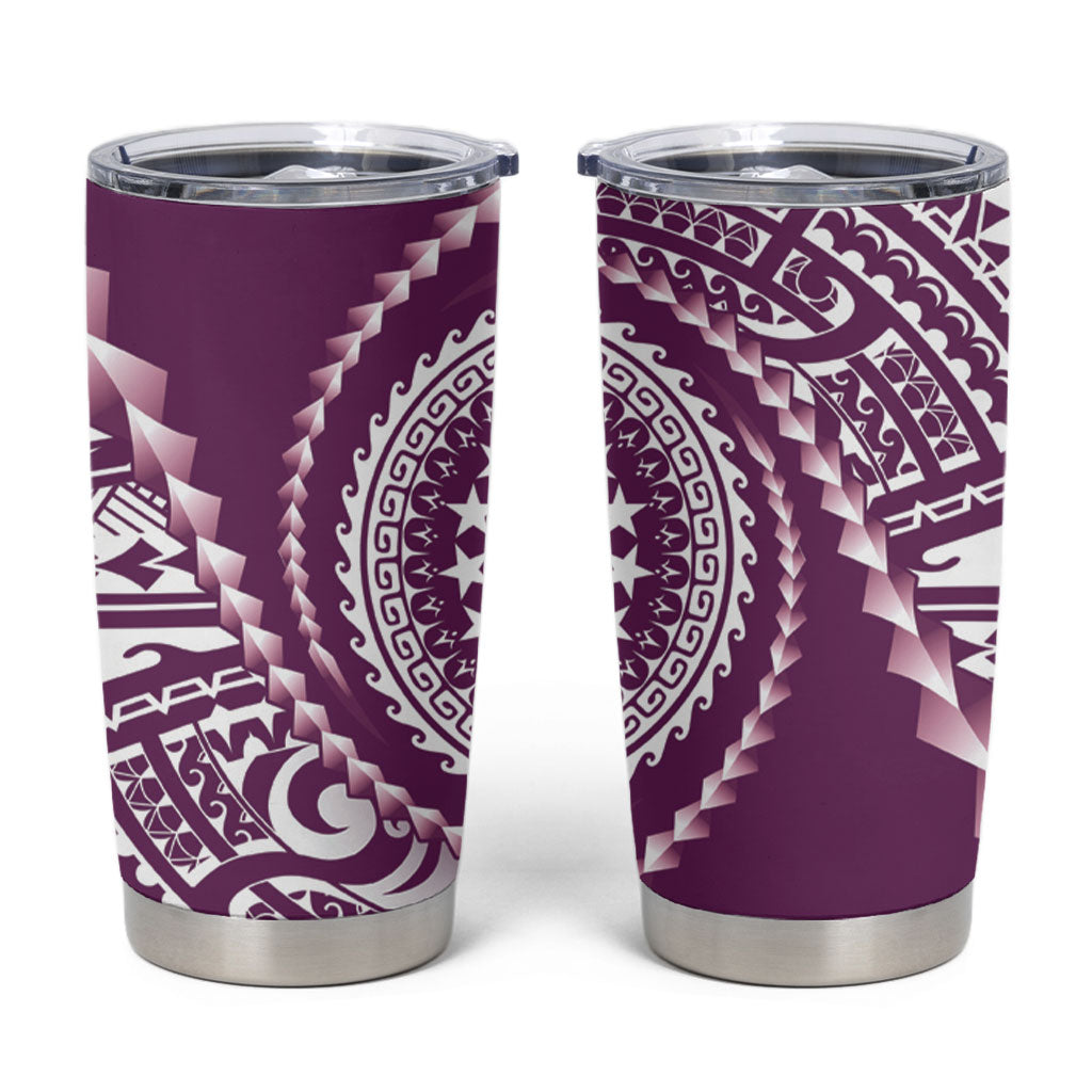 Cook Islands Gospel Day Tumbler Cup Maroon Tribal Curves LT05 Maroon - Polynesian Pride