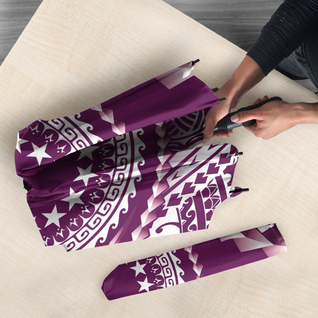 Cook Islands Gospel Day Umbrella Maroon Tribal Curves