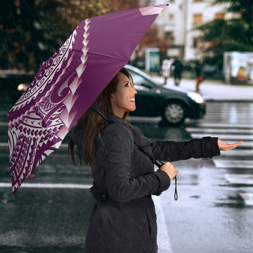 Cook Islands Gospel Day Umbrella Maroon Tribal Curves