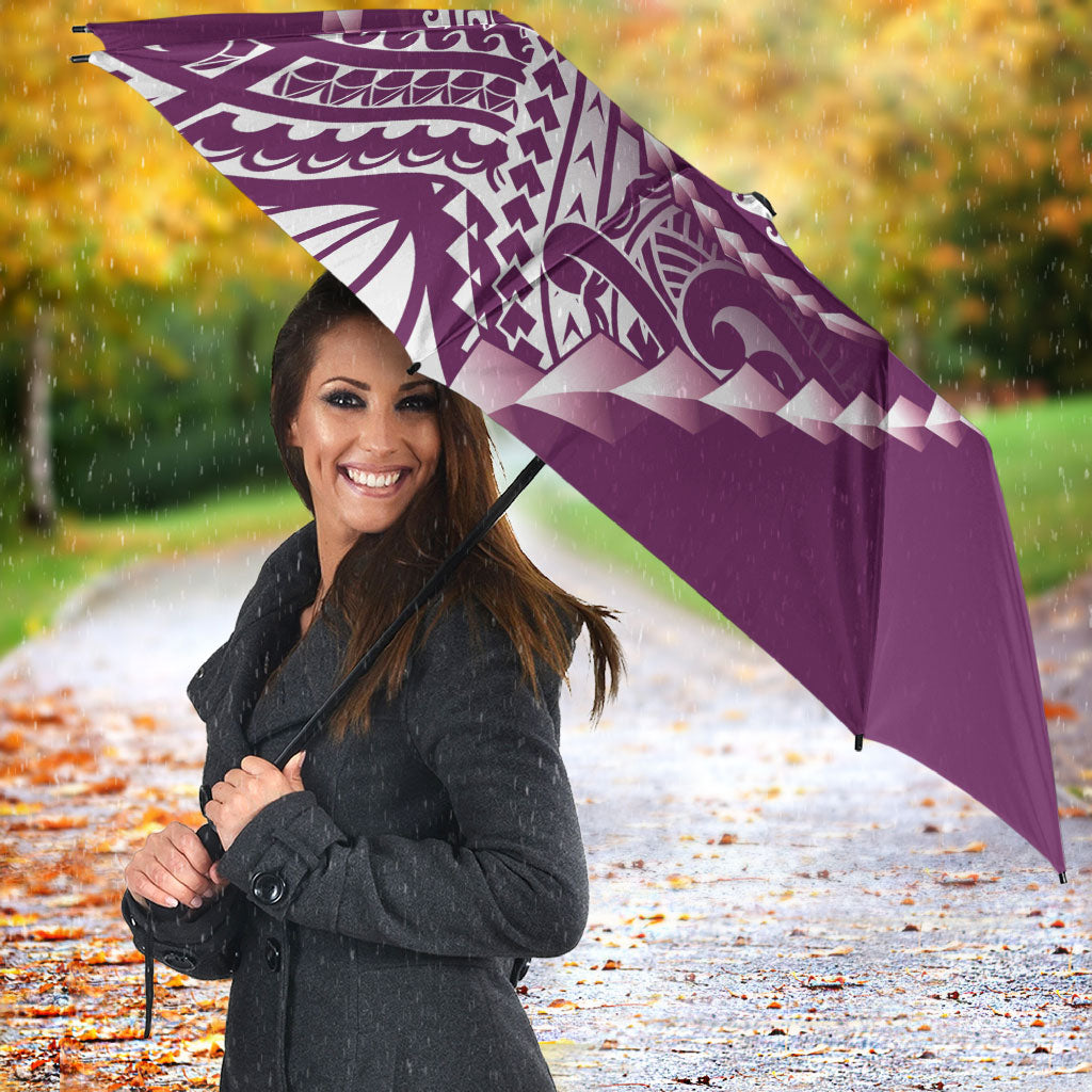 Cook Islands Gospel Day Umbrella Maroon Tribal Curves