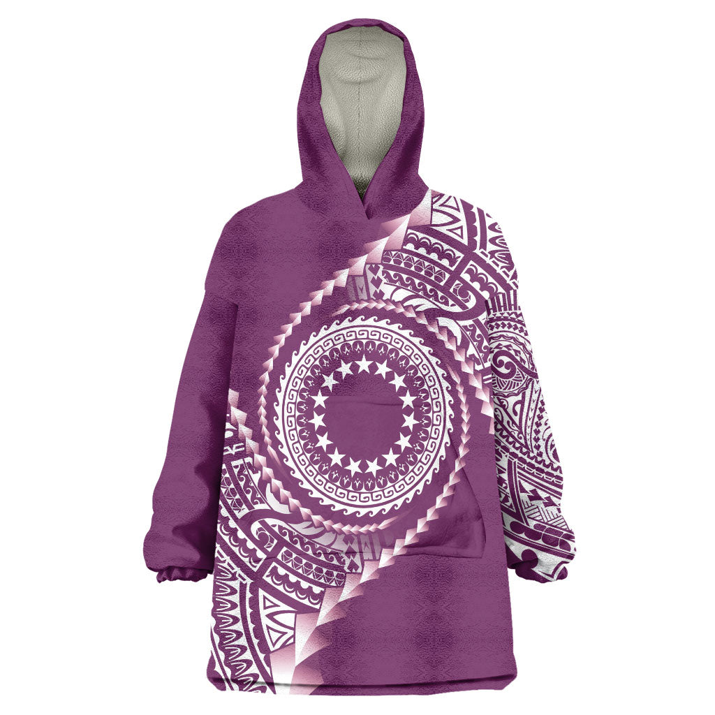 Cook Islands Gospel Day Wearable Blanket Hoodie Maroon Tribal Curves LT05 One Size Maroon - Polynesian Pride