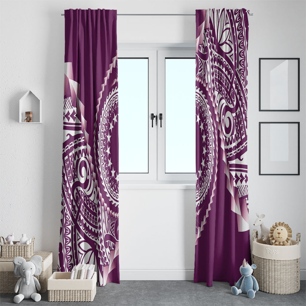 Cook Islands Gospel Day Window Curtain Maroon Tribal Curves