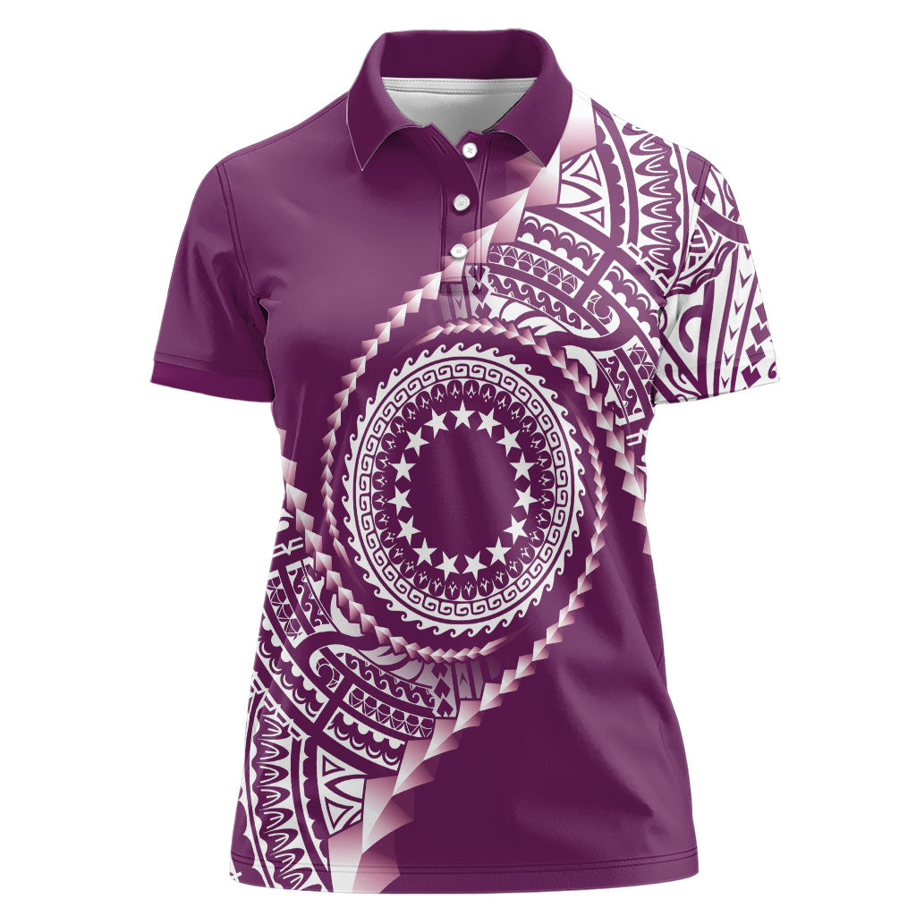 Cook Islands Gospel Day Women Polo Shirt Maroon Tribal Curves LT05 Female Maroon - Polynesian Pride