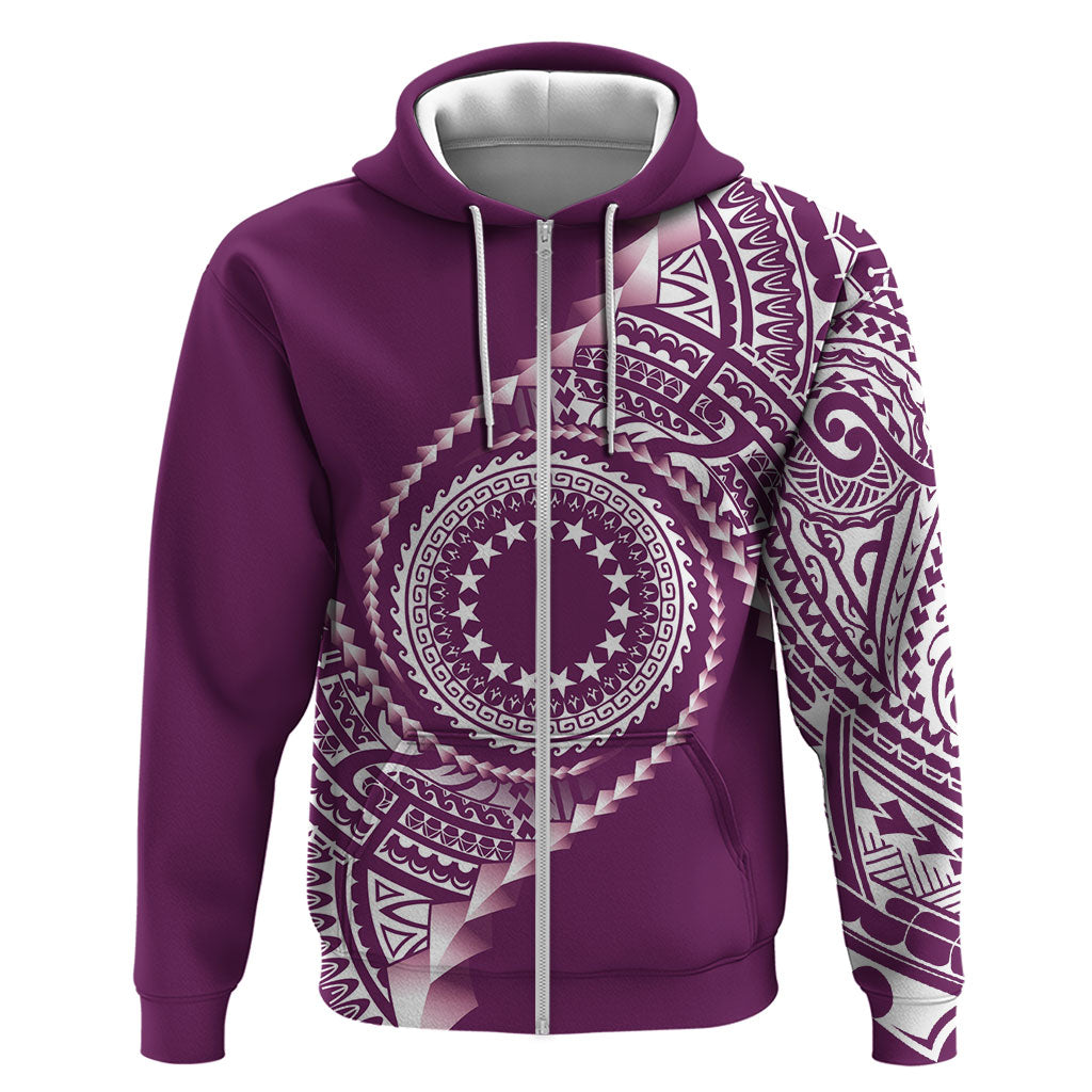 Cook Islands Gospel Day Zip Hoodie Maroon Tribal Curves LT05 Zip Hoodie Maroon - Polynesian Pride