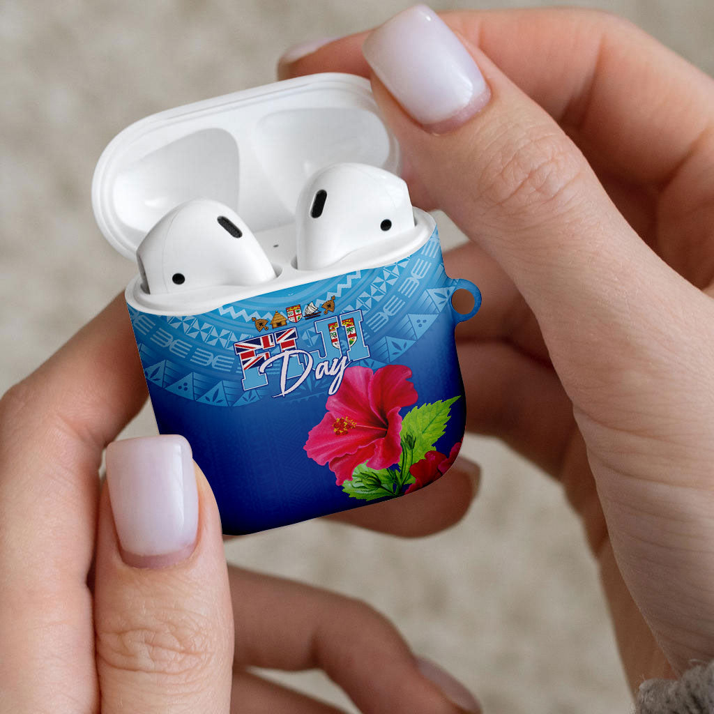 Bula Fiji Day AirPods Case Traditional Tapa Pattern With Hibiscus LT05 - Polynesian Pride