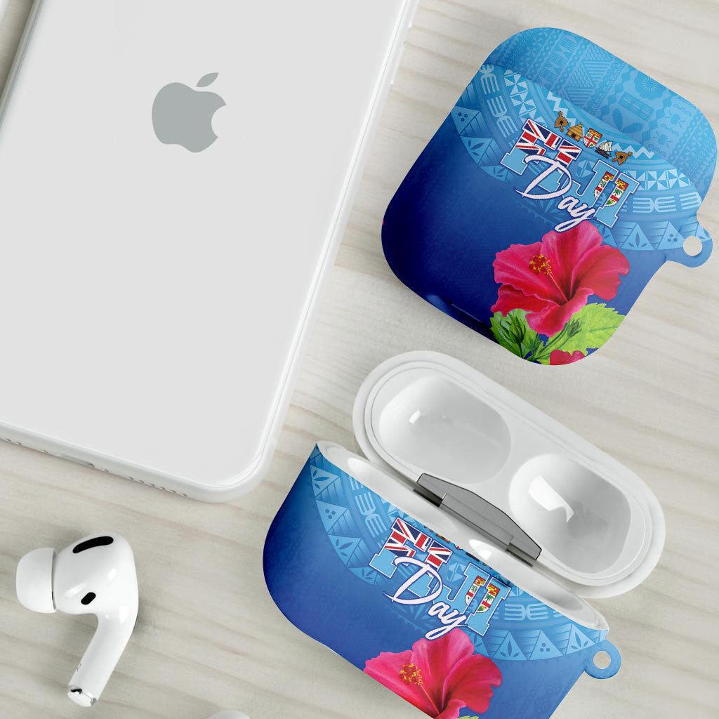 Bula Fiji Day AirPods Case Traditional Tapa Pattern With Hibiscus LT05 - Polynesian Pride