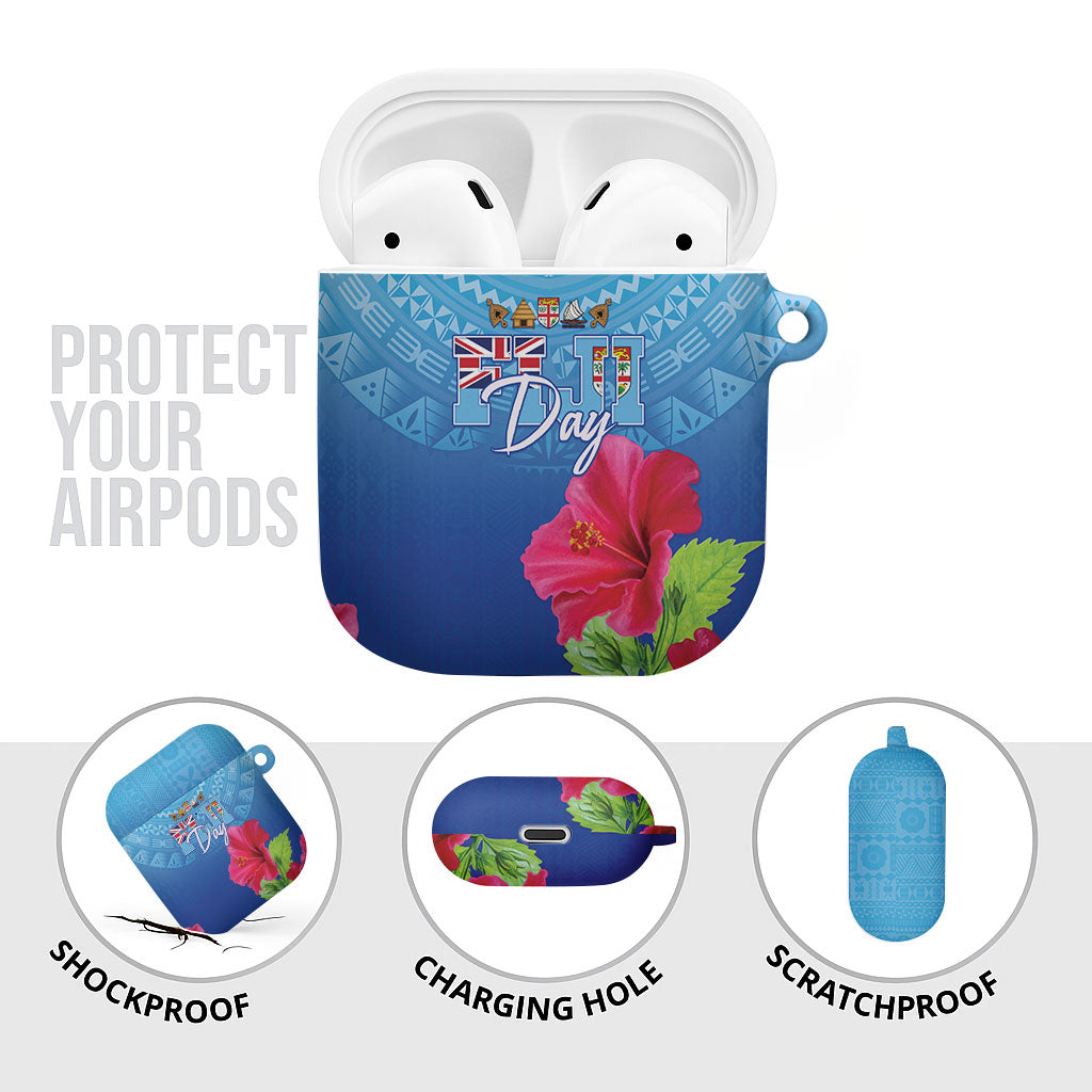 Bula Fiji Day AirPods Case Traditional Tapa Pattern With Hibiscus LT05 - Polynesian Pride