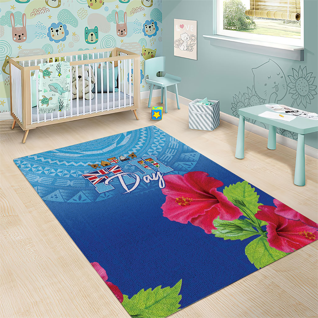 Bula Fiji Day Area Rug Traditional Tapa Pattern With Hibiscus LT05 - Polynesian Pride