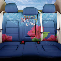 Bula Fiji Day Back Car Seat Cover Traditional Tapa Pattern With Hibiscus LT05 One Size Blue - Polynesian Pride
