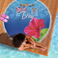 Bula Fiji Day Beach Blanket Traditional Tapa Pattern With Hibiscus LT05 - Polynesian Pride