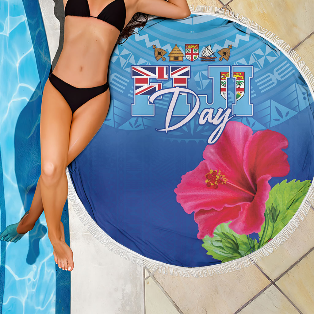 Bula Fiji Day Beach Blanket Traditional Tapa Pattern With Hibiscus LT05 - Polynesian Pride