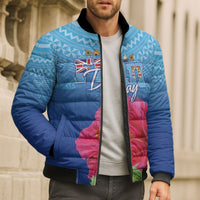 Bula Fiji Day Bomber Puffer Jacket Traditional Tapa Pattern With Hibiscus LT05 - Polynesian Pride