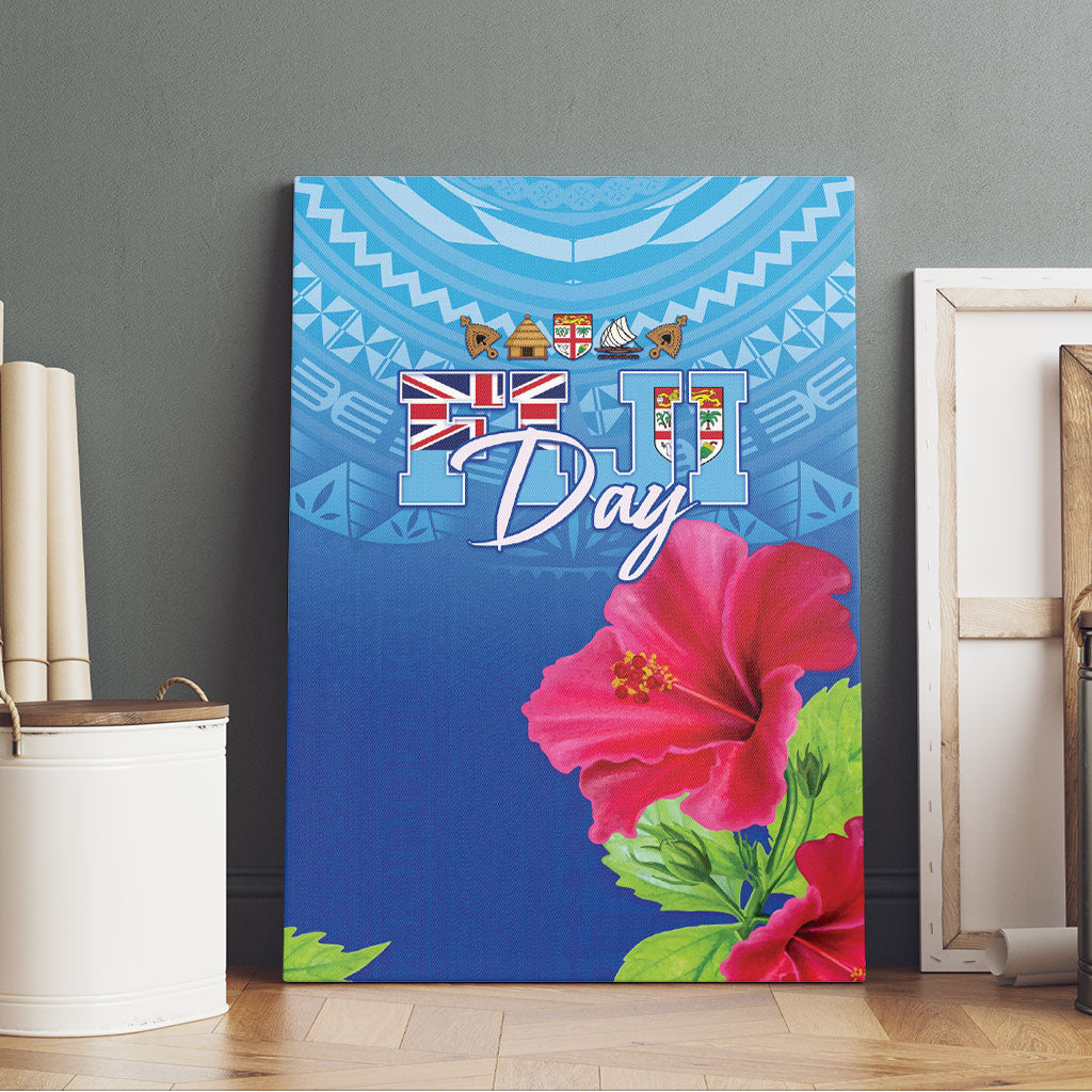Bula Fiji Day Canvas Wall Art Traditional Tapa Pattern With Hibiscus LT05 - Polynesian Pride