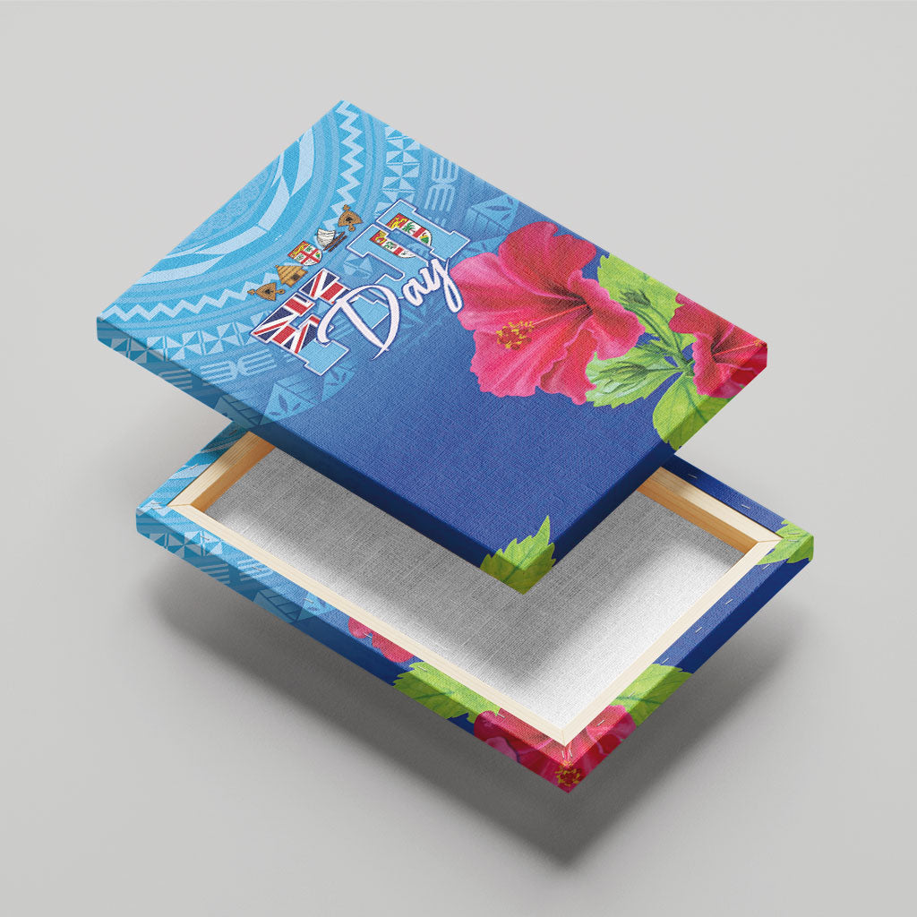 Bula Fiji Day Canvas Wall Art Traditional Tapa Pattern With Hibiscus LT05 - Polynesian Pride