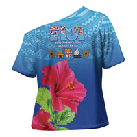 Bula Fiji Day Cross Shoulder Shirt Traditional Tapa Pattern With Hibiscus LT05 - Polynesian Pride