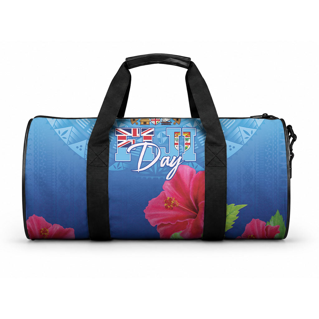 Bula Fiji Day Duffle Bag Traditional Tapa Pattern With Hibiscus LT05 One size Blue - Polynesian Pride