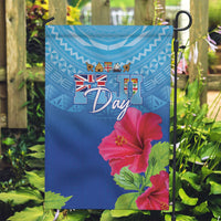 Bula Fiji Day Garden Flag Traditional Tapa Pattern With Hibiscus LT05 Garden Flag Blue - Polynesian Pride