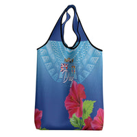 Bula Fiji Day Grocery Bag Traditional Tapa Pattern With Hibiscus LT05 - Polynesian Pride