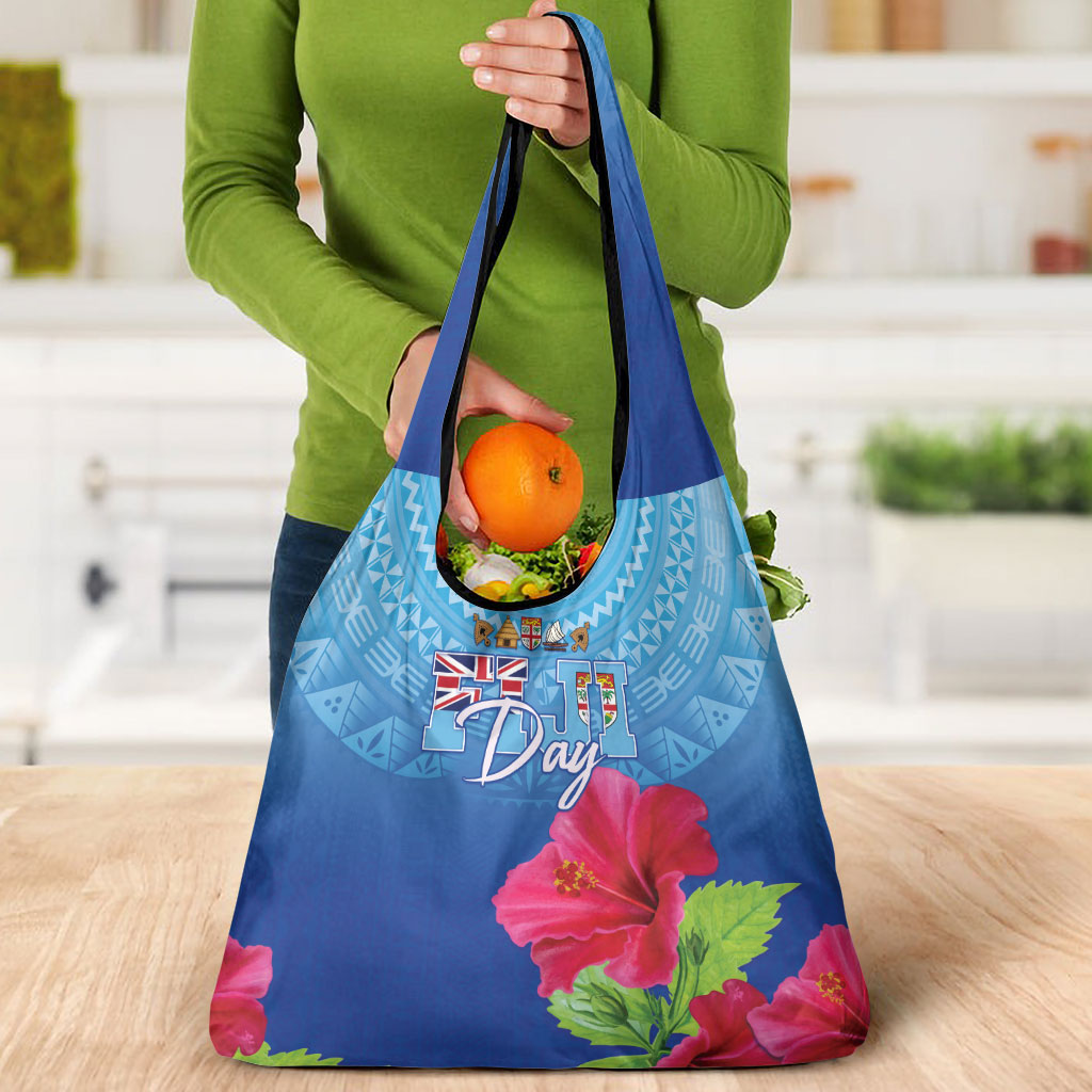 Bula Fiji Day Grocery Bag Traditional Tapa Pattern With Hibiscus LT05 - Polynesian Pride