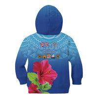 Bula Fiji Day Kid Hoodie Traditional Tapa Pattern With Hibiscus LT05 - Polynesian Pride
