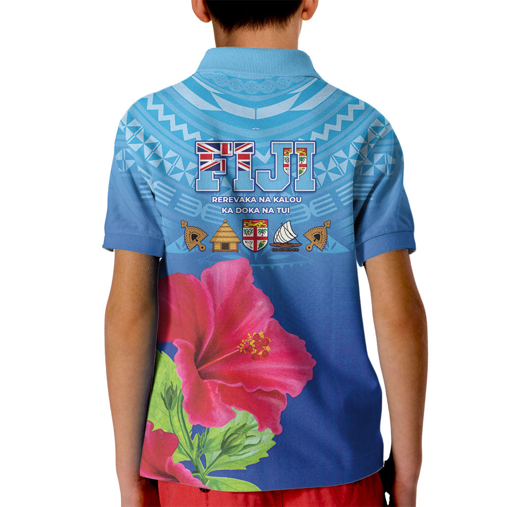 Bula Fiji Day Kid Polo Shirt Traditional Tapa Pattern With Hibiscus LT05 - Polynesian Pride