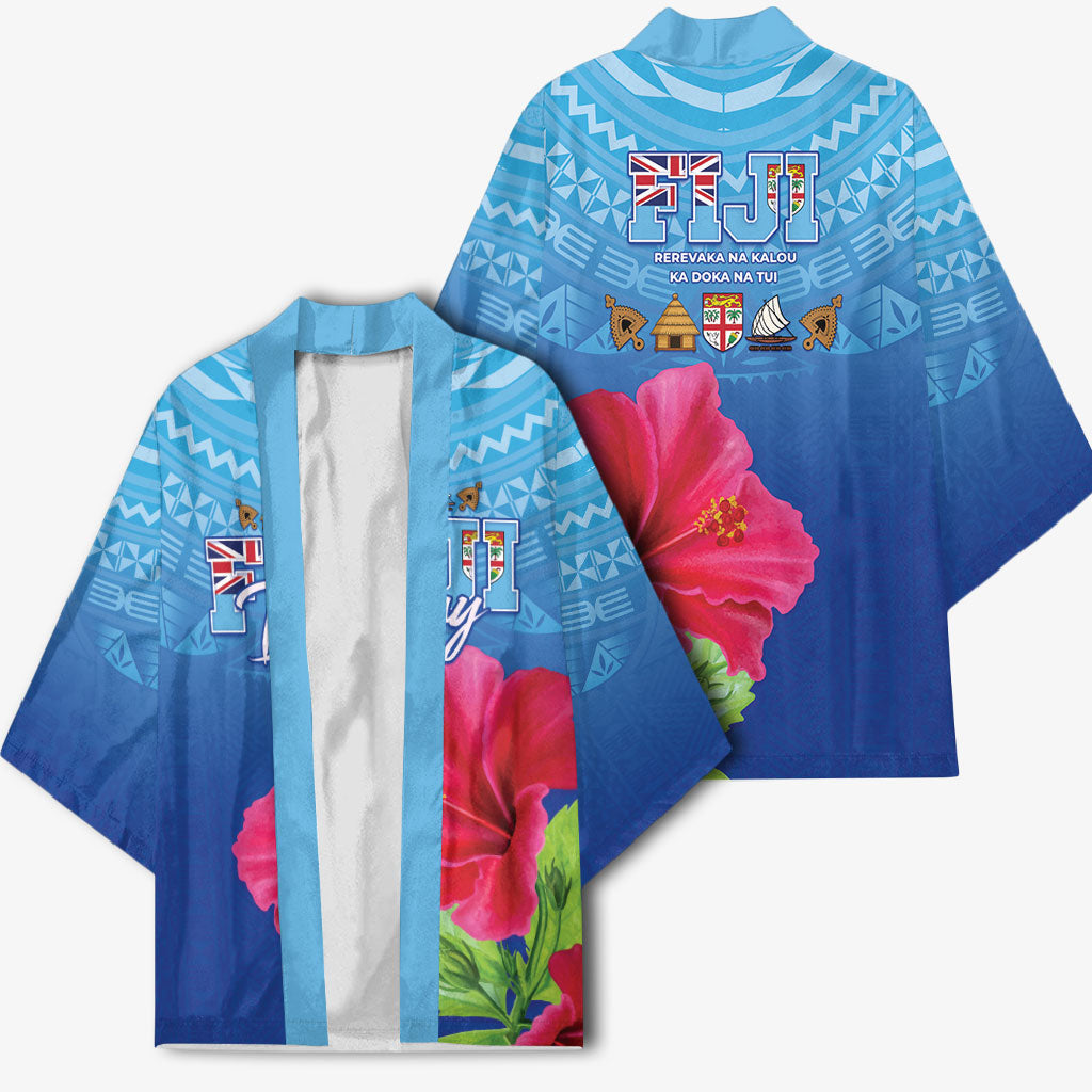 Bula Fiji Day Kimono Traditional Tapa Pattern With Hibiscus LT05 - Polynesian Pride