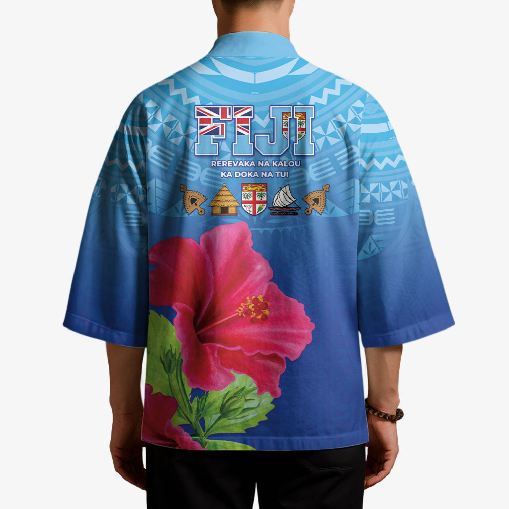 Bula Fiji Day Kimono Traditional Tapa Pattern With Hibiscus LT05 - Polynesian Pride